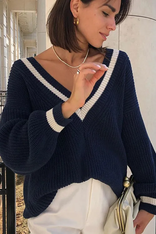 School Days V-Neck Knit Sweater - 2 Colors