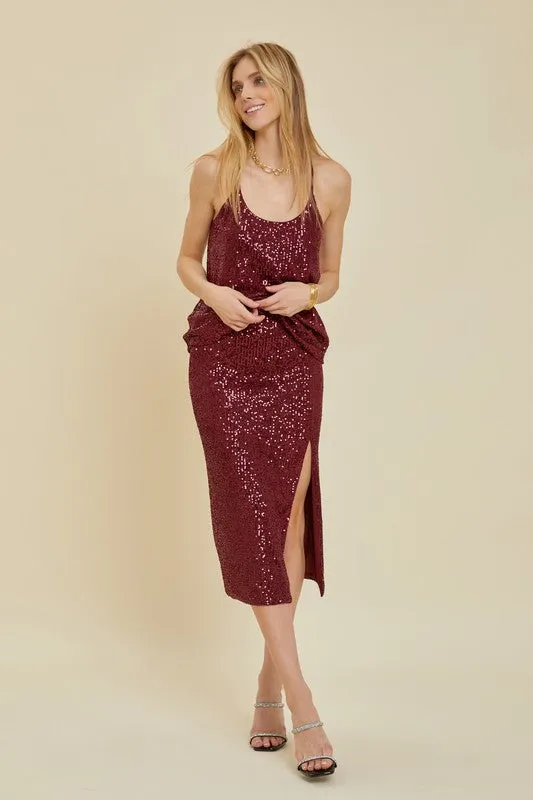 Sequin Midi Skirt