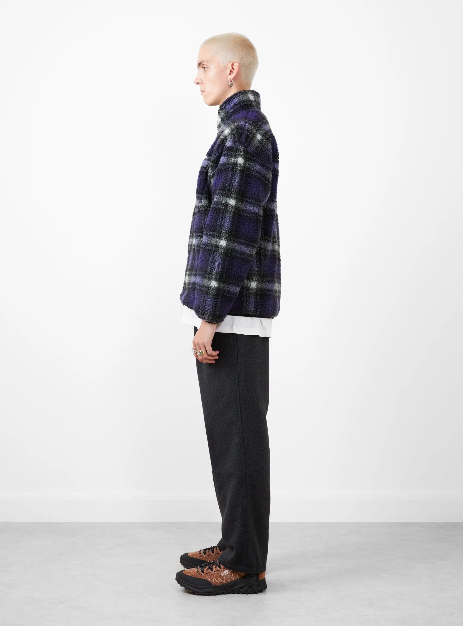 Shadow Plaid Sherpa Jacket Purple