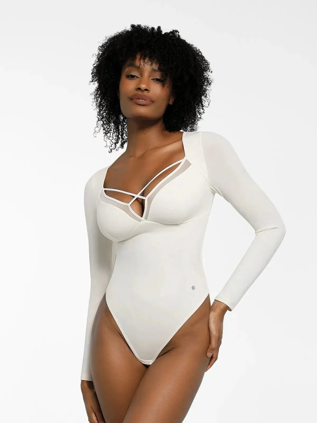 Shapewear Long Sleeve Mesh Inset Tummy Control Bodysuit