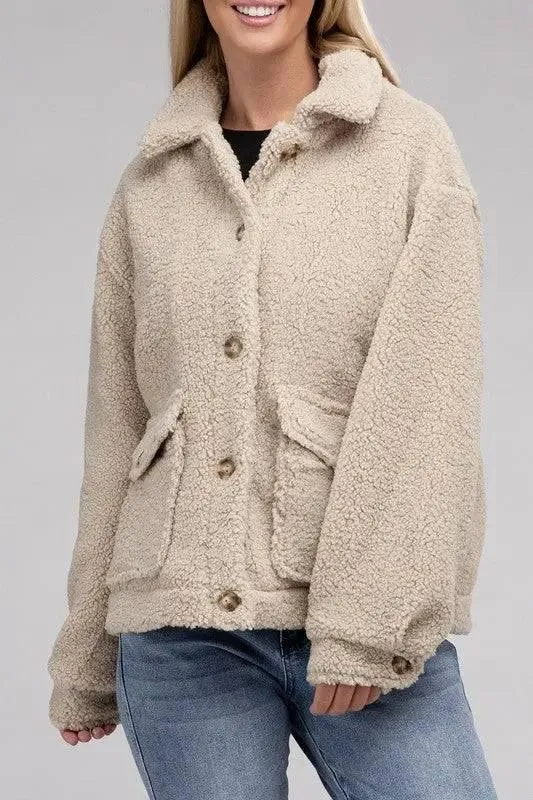 Sherpa button-front jacket