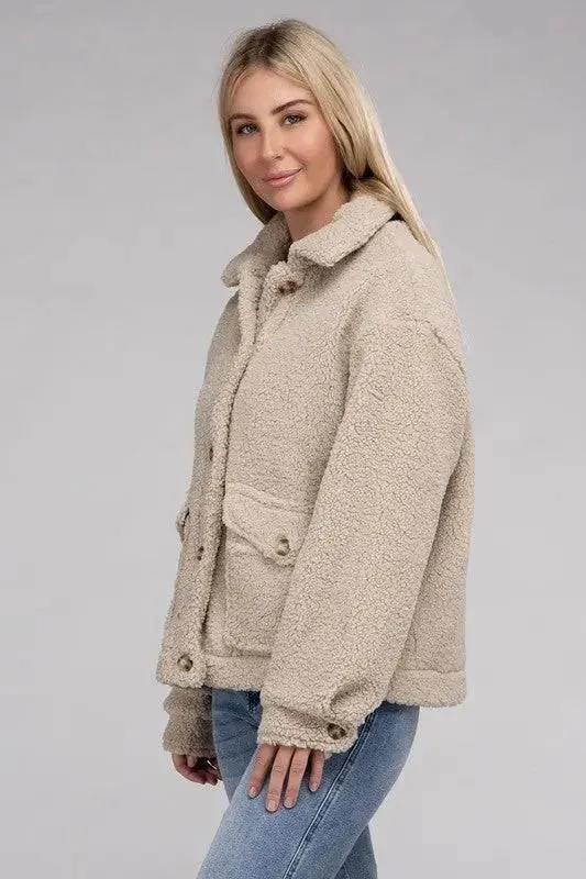 Sherpa button-front jacket