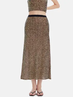 Shiny Sequin Midi Skirt