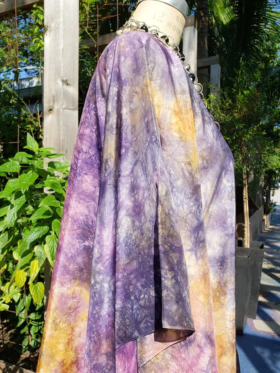 Silk Caftan Hand Painted Shibori Model 1 Amethyst