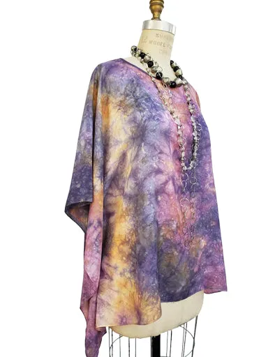 Silk Caftan Hand Painted Shibori Model 1 Amethyst