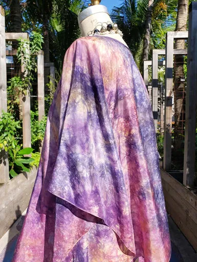 Silk Caftan Hand Painted Shibori Model 1 Amethyst