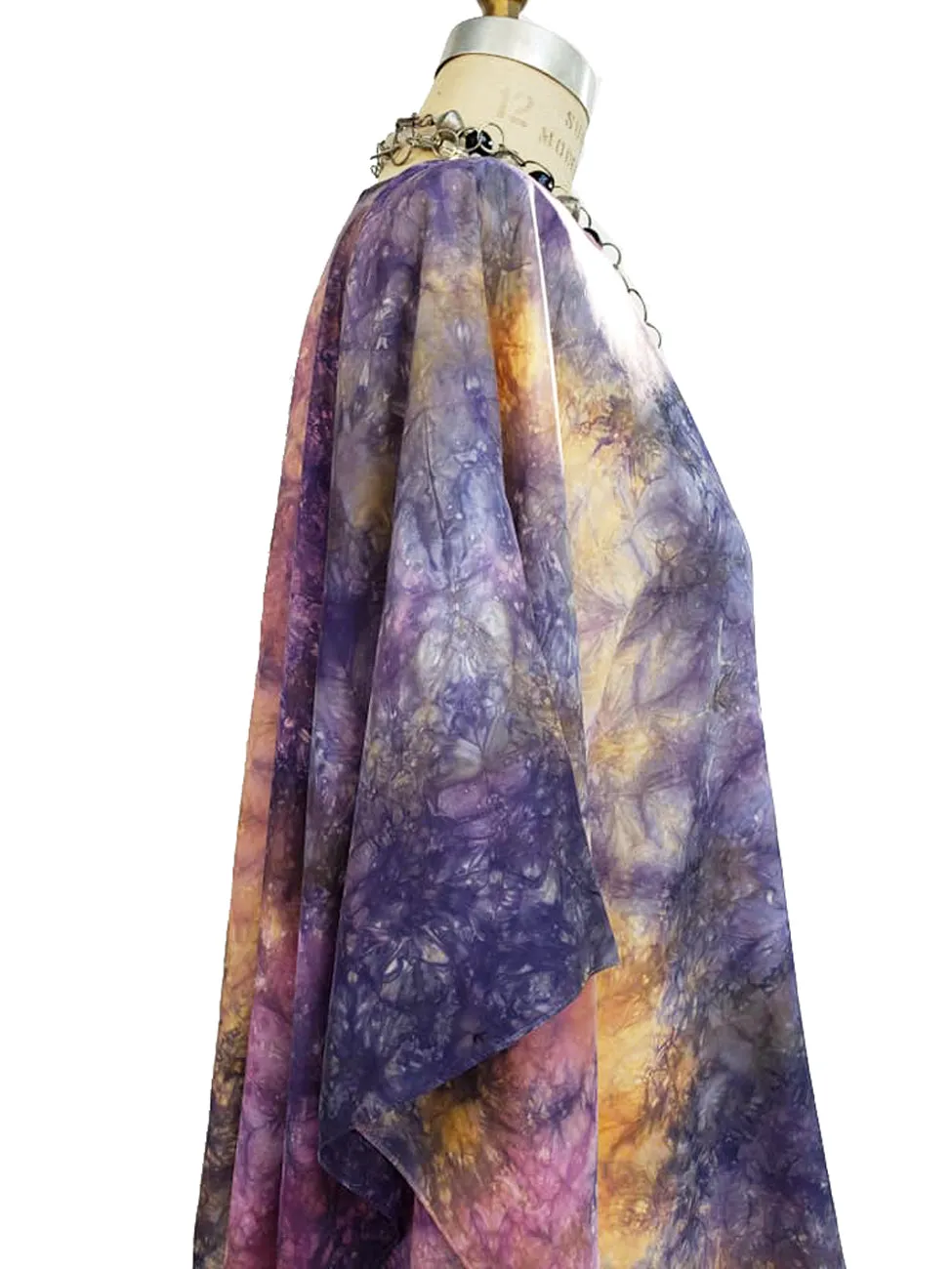 Silk Caftan Hand Painted Shibori Model 1 Amethyst