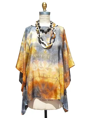 Silk Caftan Hand Painted Shibori Model 1