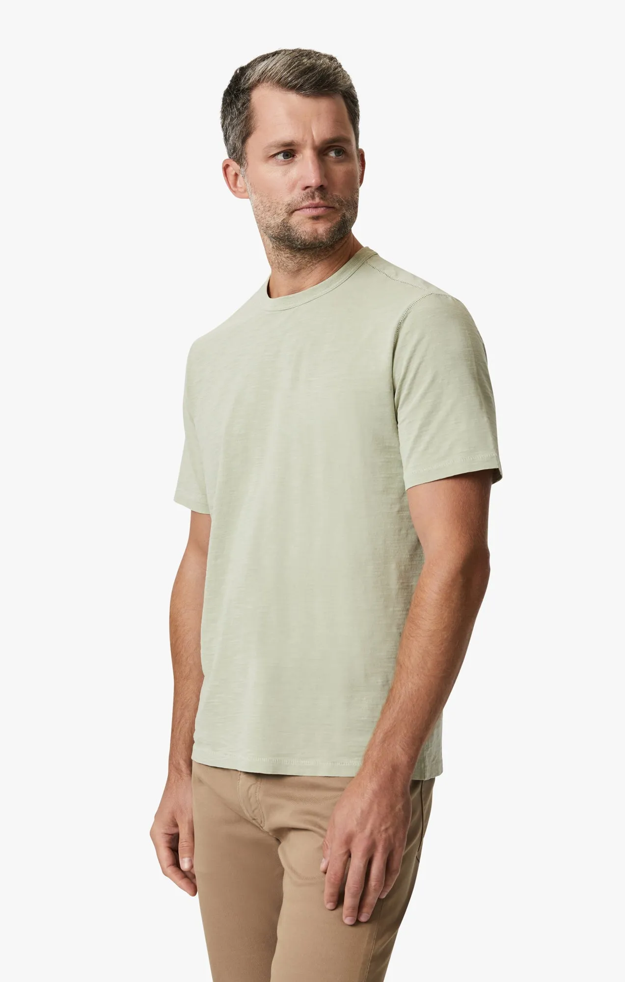 Slub Crew Neck T-Shirt In Sage