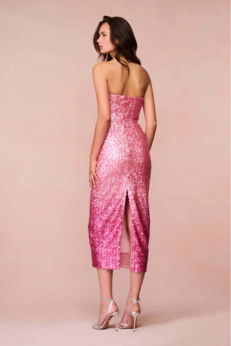 Stasia Sequined Ombré Midi Dress