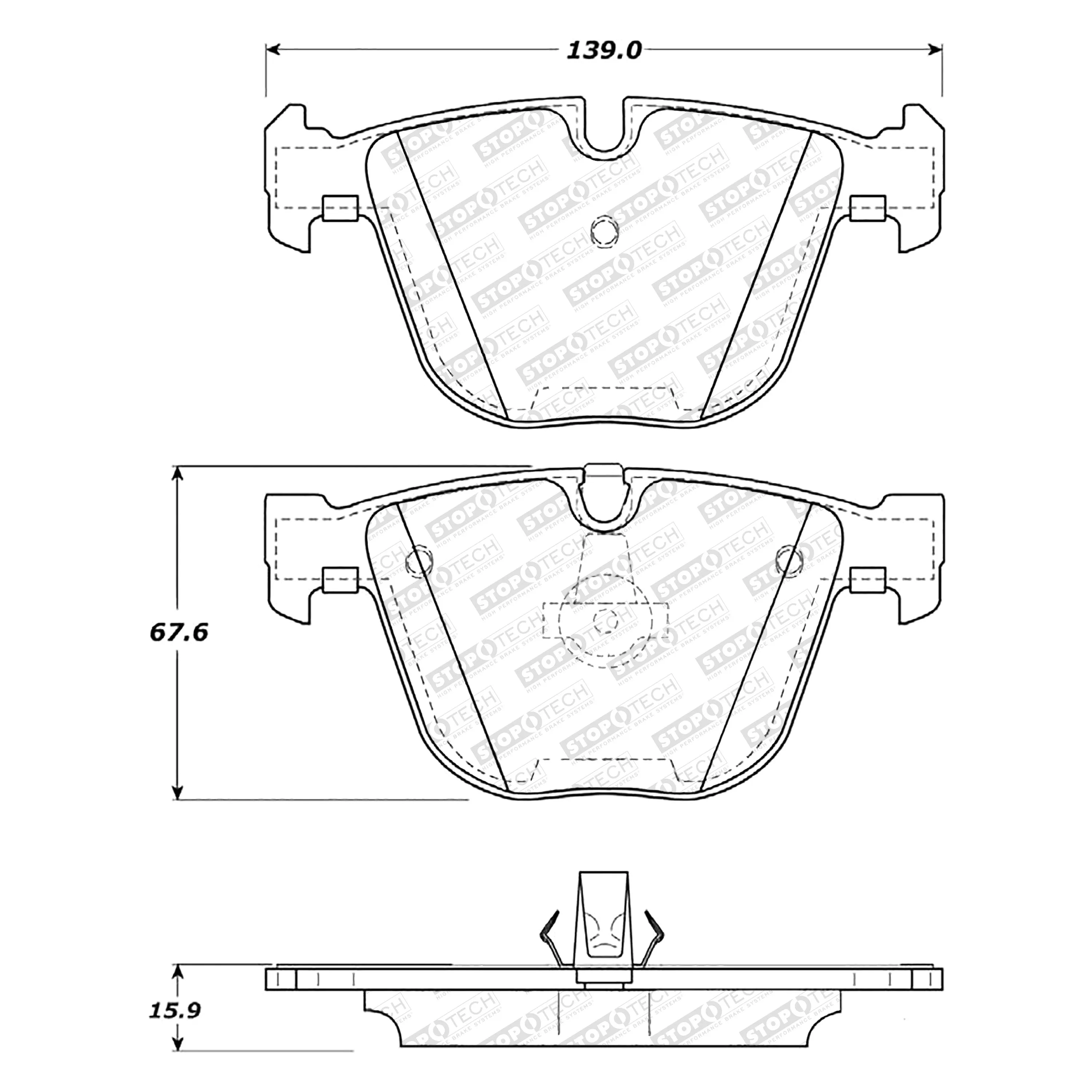 StopTech Street Select Brake Pads BMW 650Ci (06-11) 760Li (2009) [Rear w/ Hardware] 305.09193