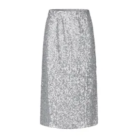 STRAIGHT MIDI SKIRT - STEEL GRAY