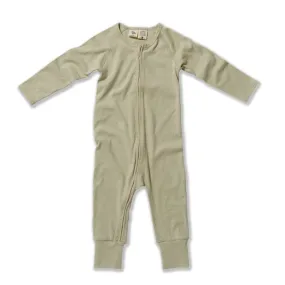 Sustainable LS Zip Romper - Sage