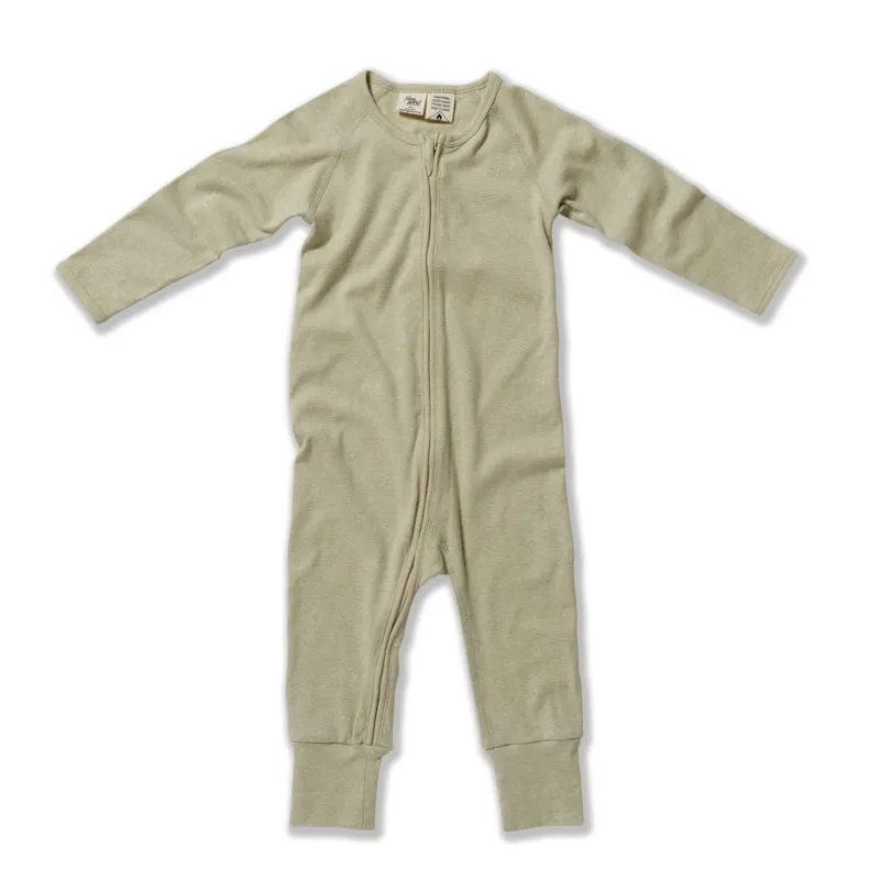 Sustainable LS Zip Romper - Sage