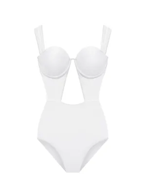 The Bustier Bodysuit - Ivory Honeycomb