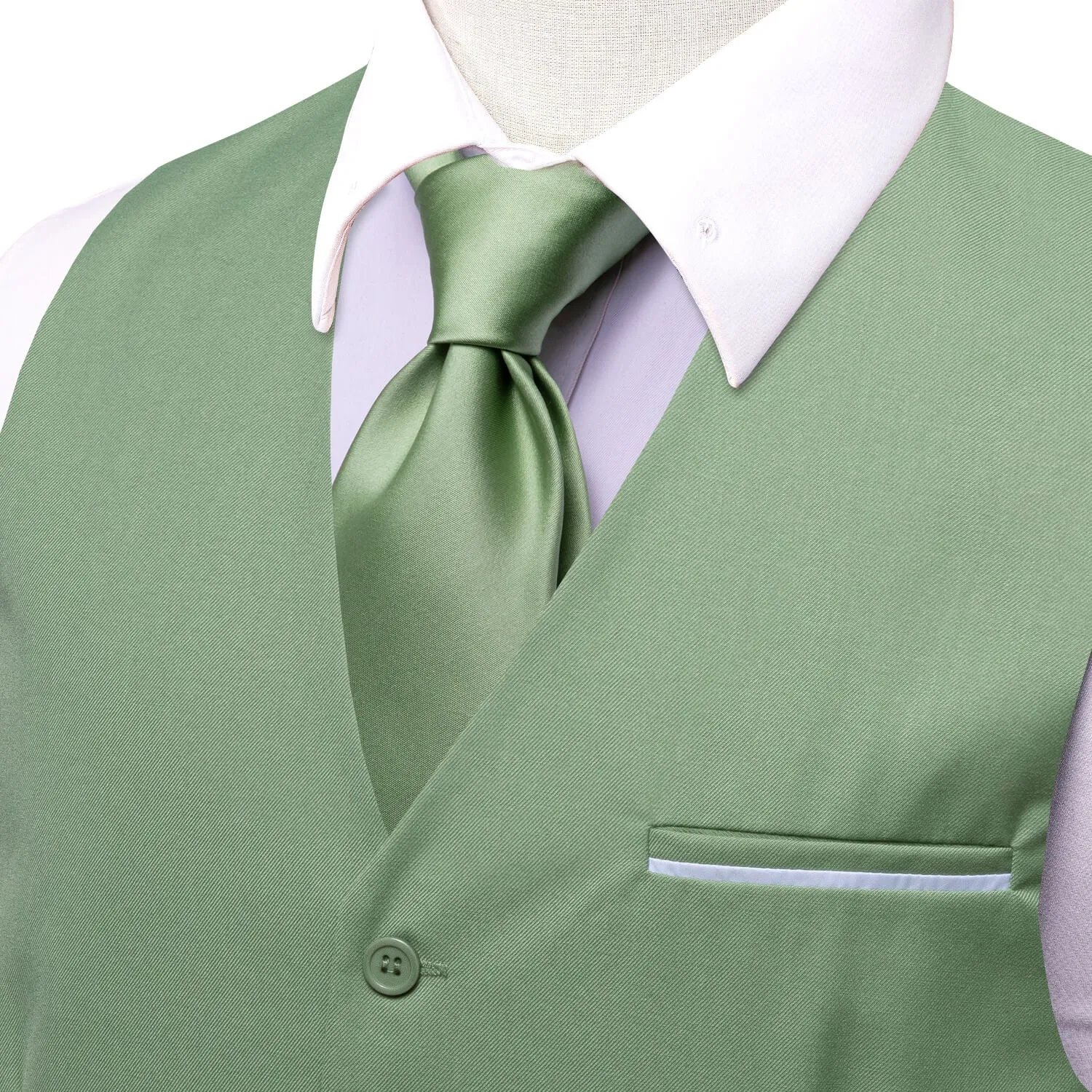 Ties2you Men's Formal Vest Sage Green Solid Silk Vest Business Dress Suit