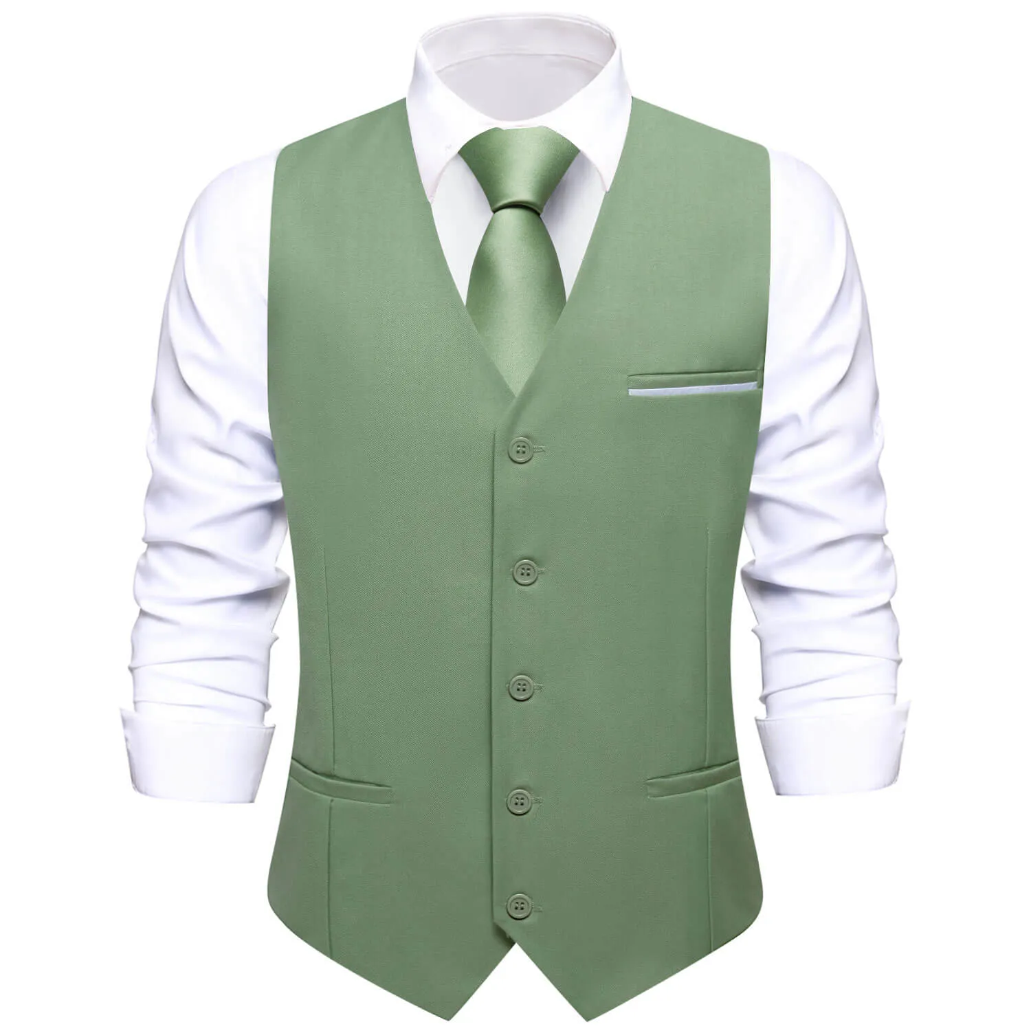 Ties2you Men's Formal Vest Sage Green Solid Silk Vest Business Dress Suit