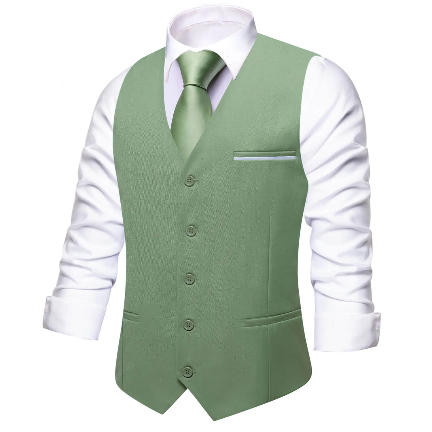 Ties2you Men's Formal Vest Sage Green Solid Silk Vest Business Dress Suit