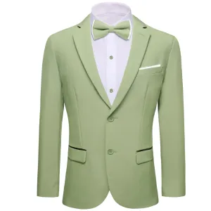 Ties2you Men's Suit Sage Green Solid Button Down Notched Collar Dress Suit Top