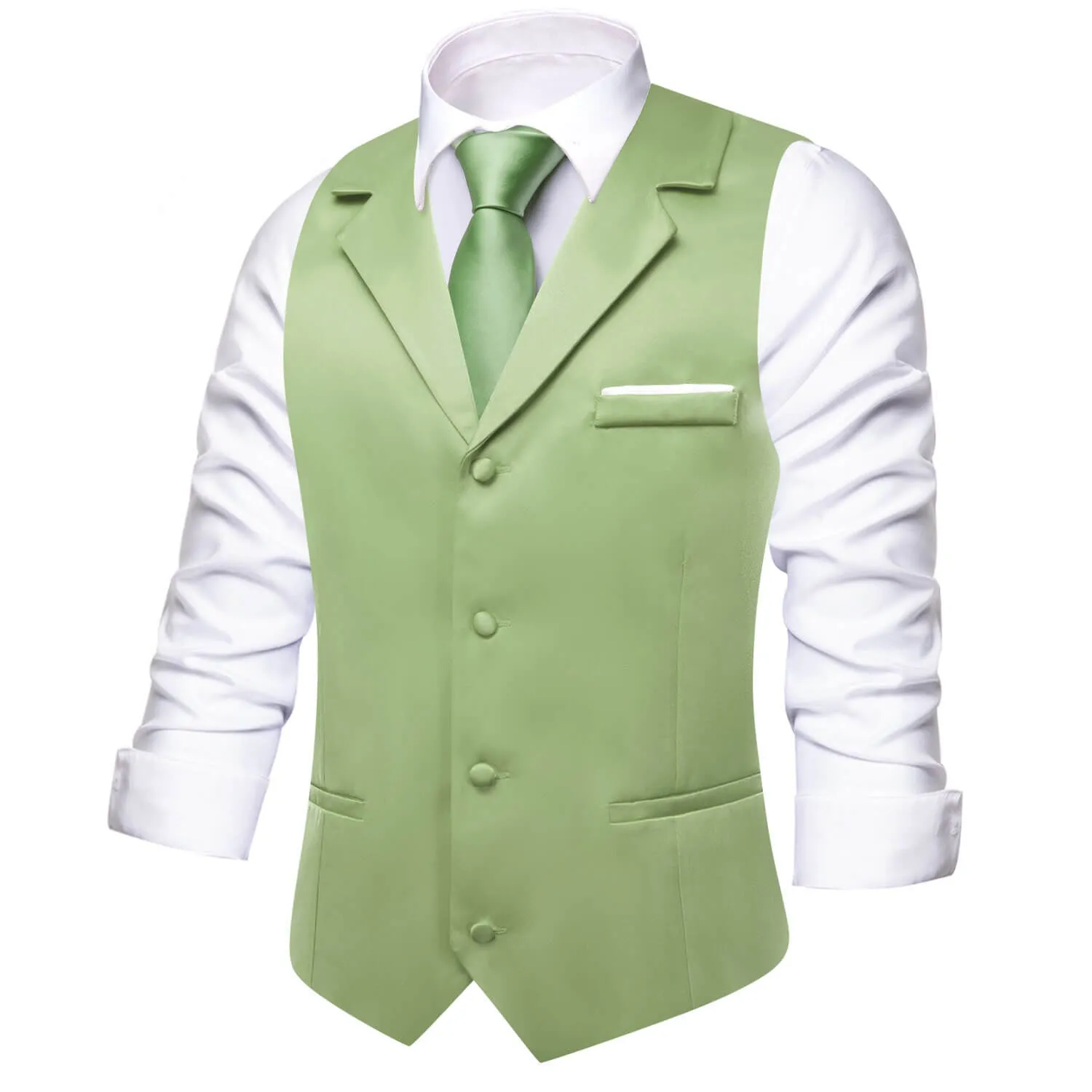 Ties2you Men's Work Vest Sage Green Solid Silk Suit Vest