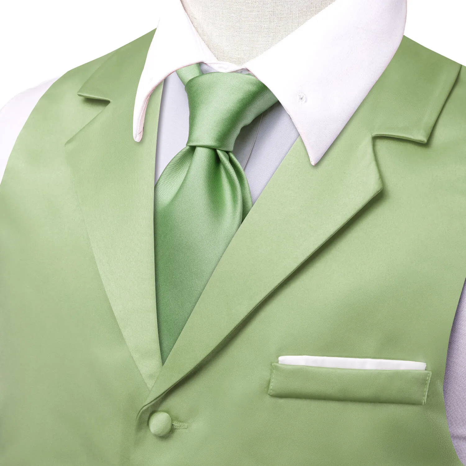 Ties2you Men's Work Vest Sage Green Solid Silk Suit Vest