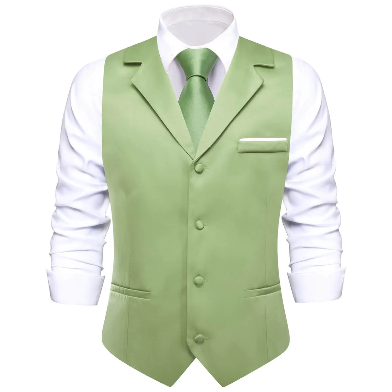 Ties2you Men's Work Vest Sage Green Solid Silk Suit Vest