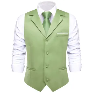 Ties2you Men's Work Vest Sage Green Solid Silk Suit Vest