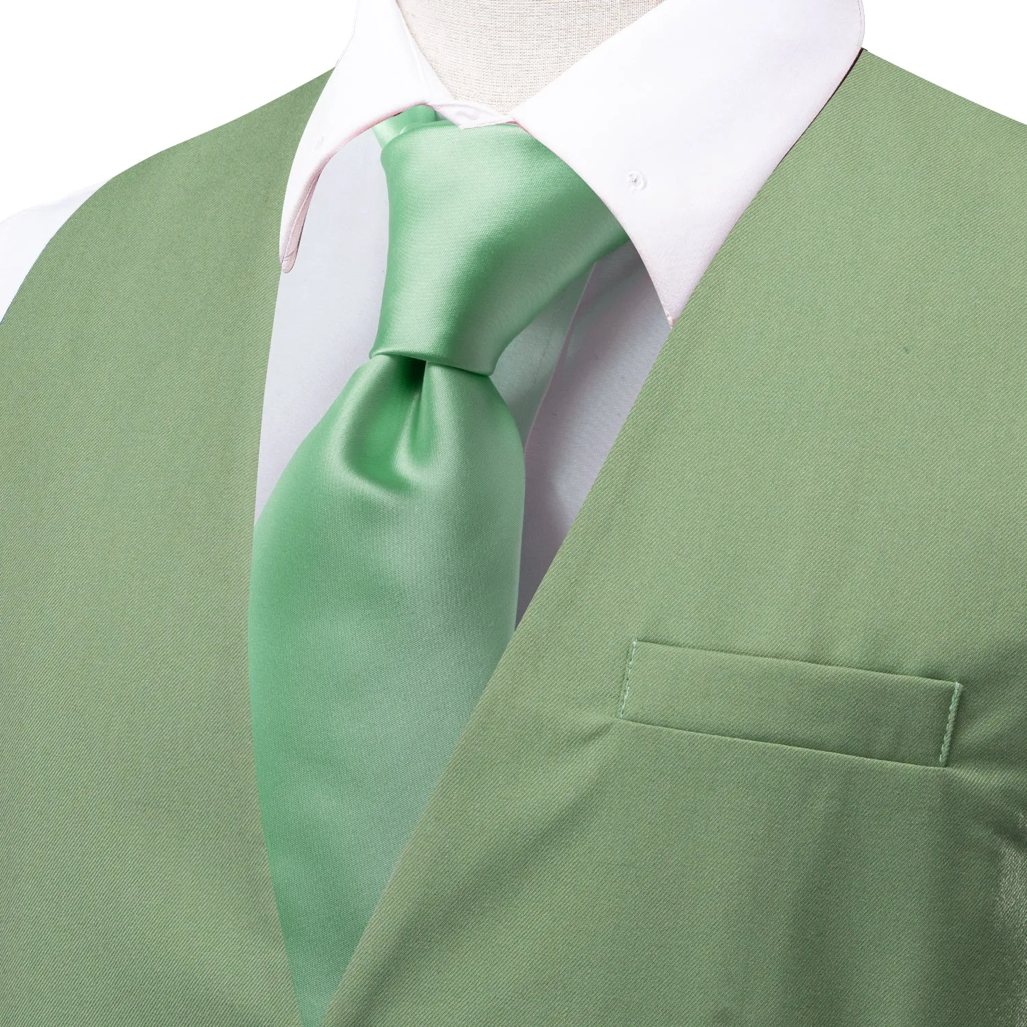 Ties2you Sage Green Vest Mens Solid Splicing Jacquard Waistcoat