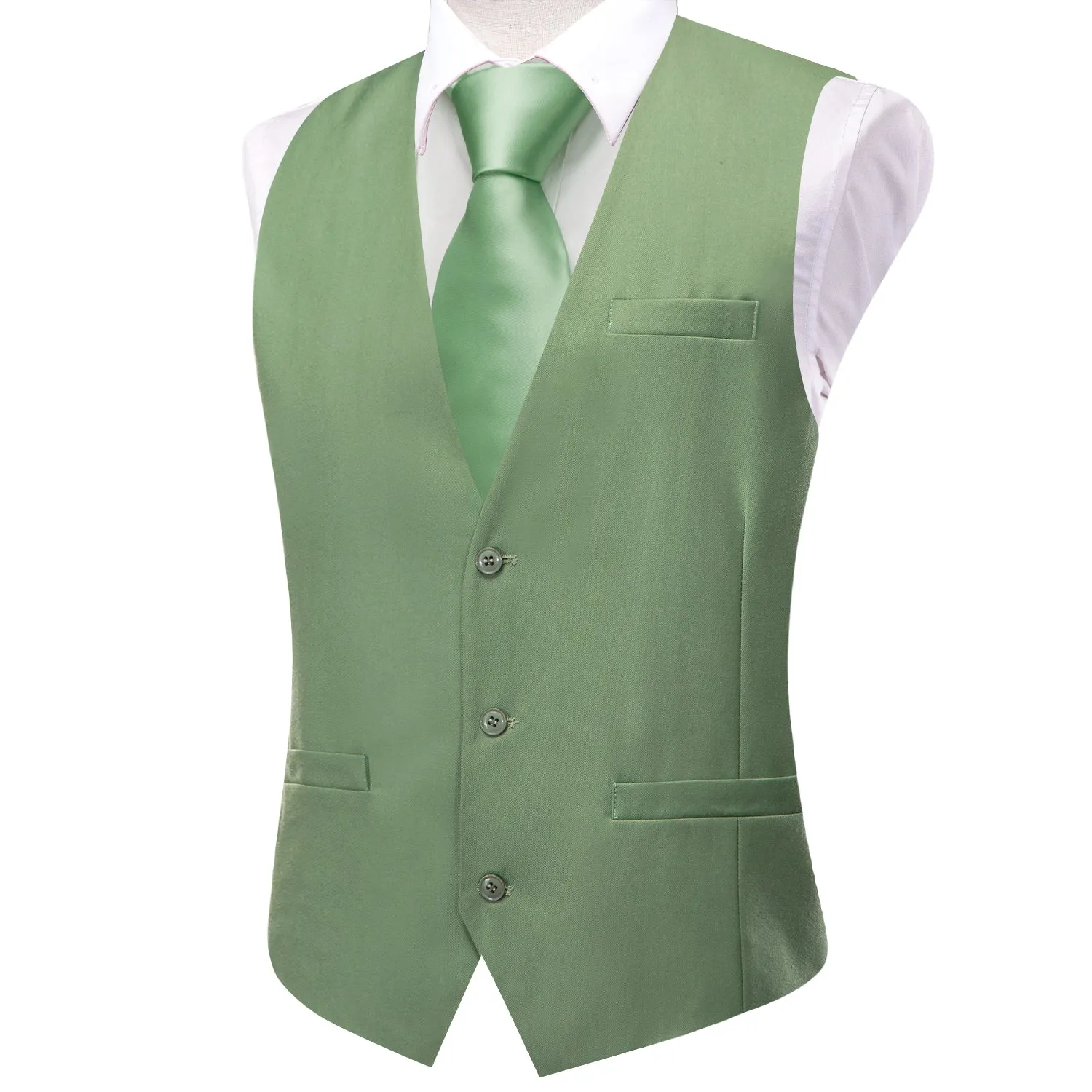 Ties2you Sage Green Vest Mens Solid Splicing Jacquard Waistcoat