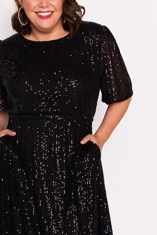 Tinsley Black Sequins Dress