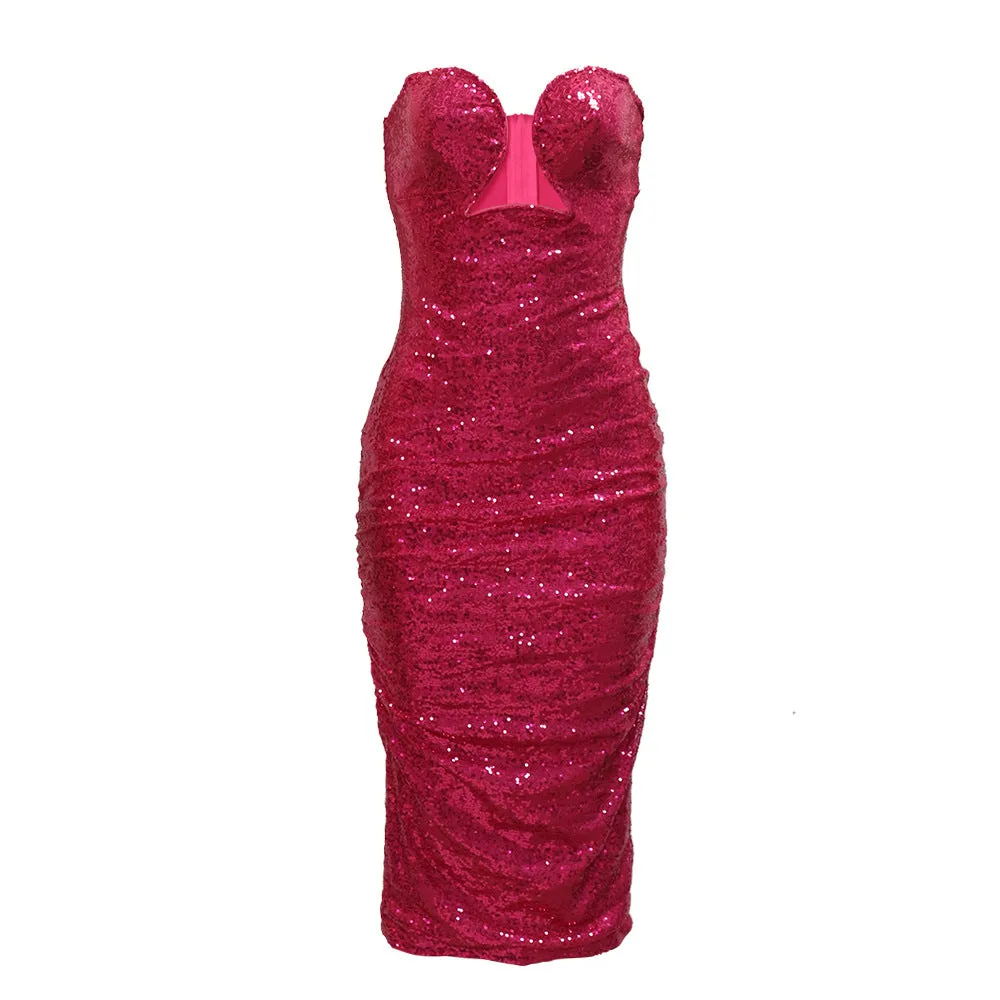 Tube Top Bodycon Sequined Dress