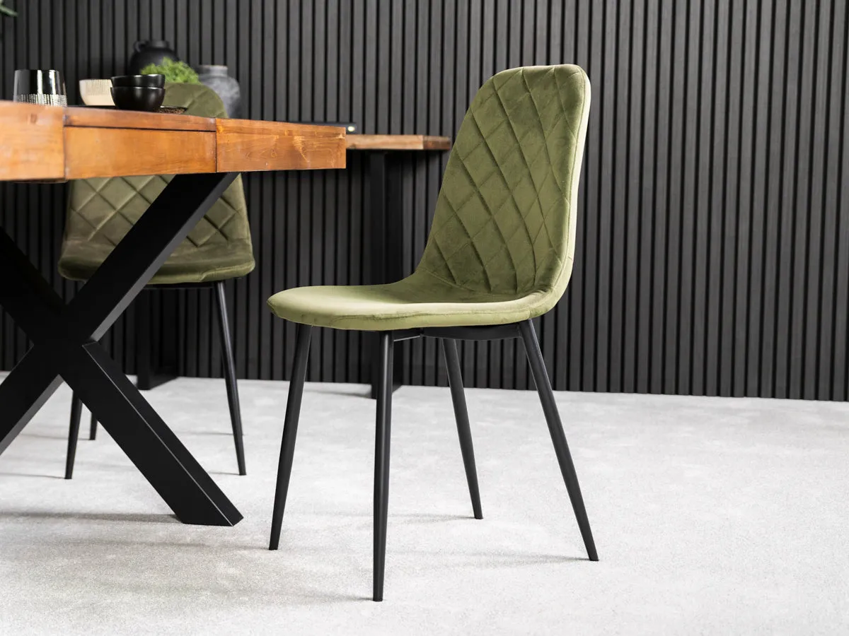 Tulsa Cross Leg Extendable Dining Table (140cm - 180cm) & Alston Dining Chairs