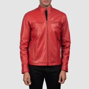 Turbo Red Leather Motorcycle Jacket