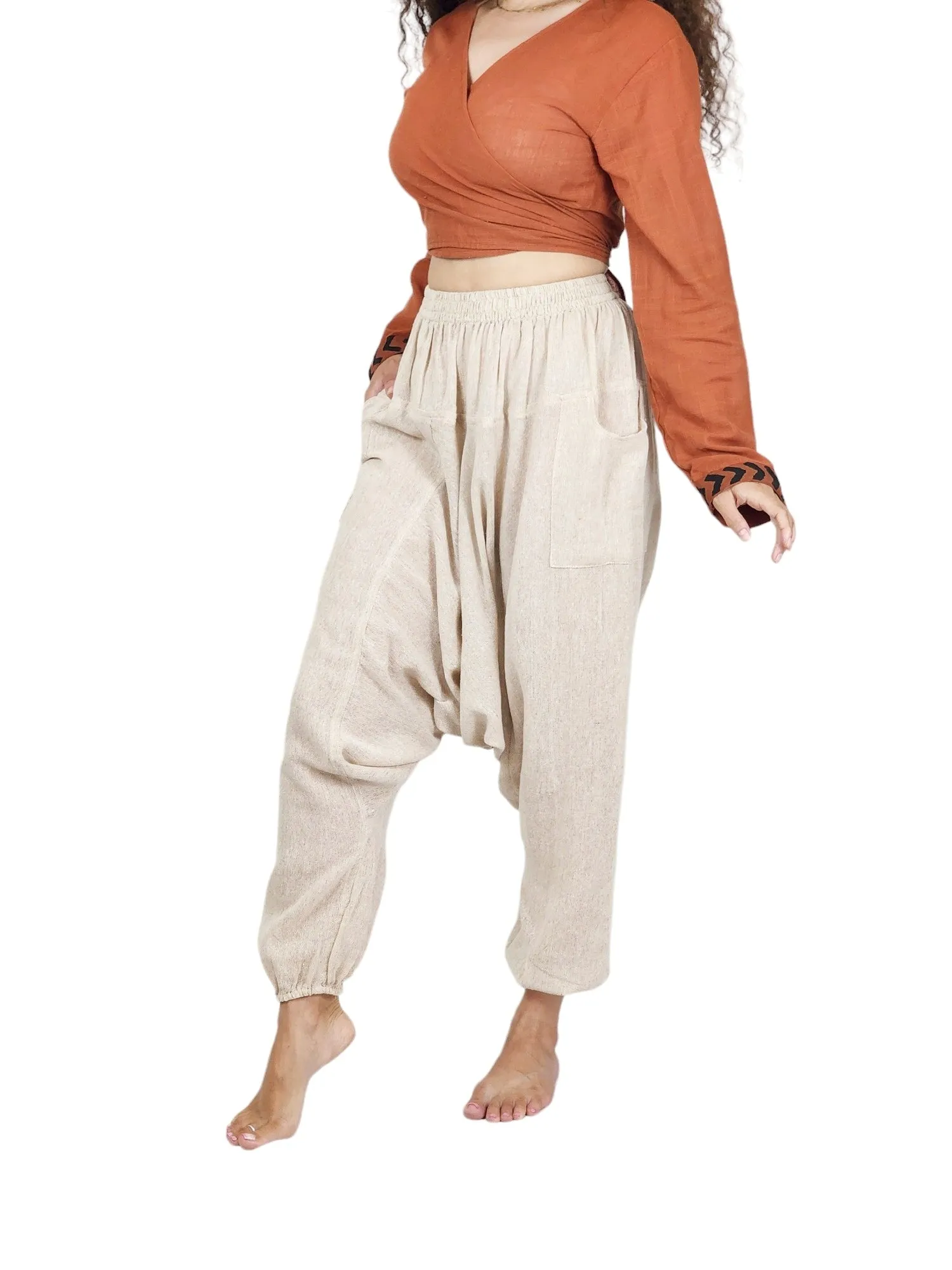 Unisex Organic Cotton Harem Pants - Free Size