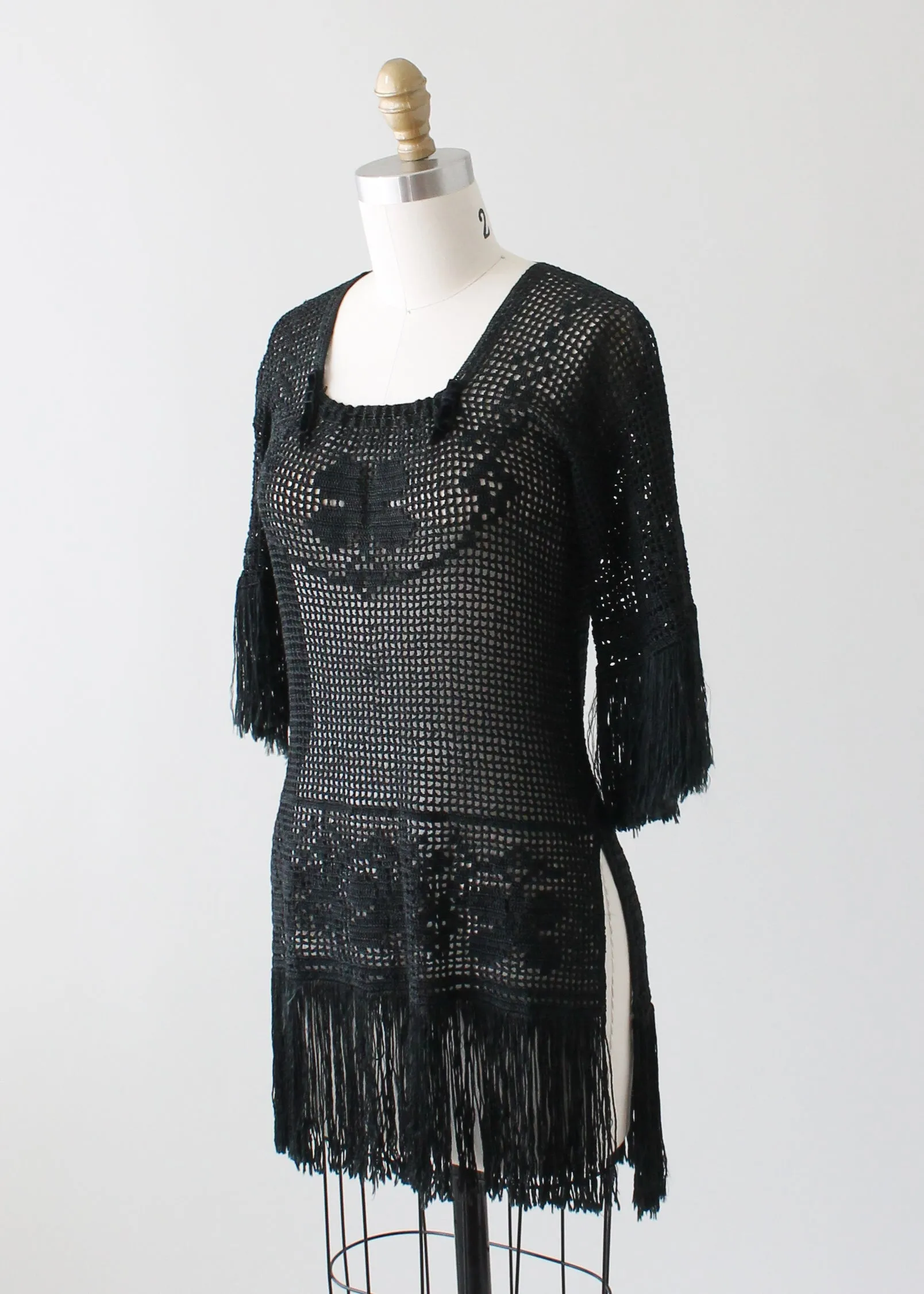 Vintage 1920s Fringed Knit Tunic Sweater