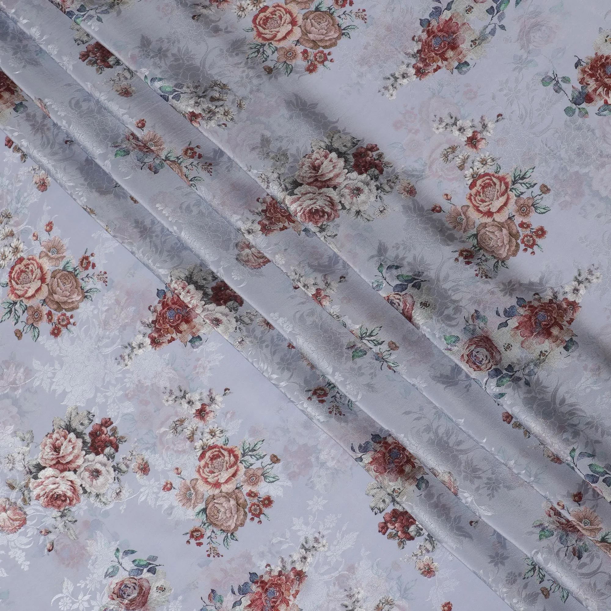 Vintage Floral Viscose Crepe Fabric, 110cm Wide â€“ Classic Victorian Elegance-D18398