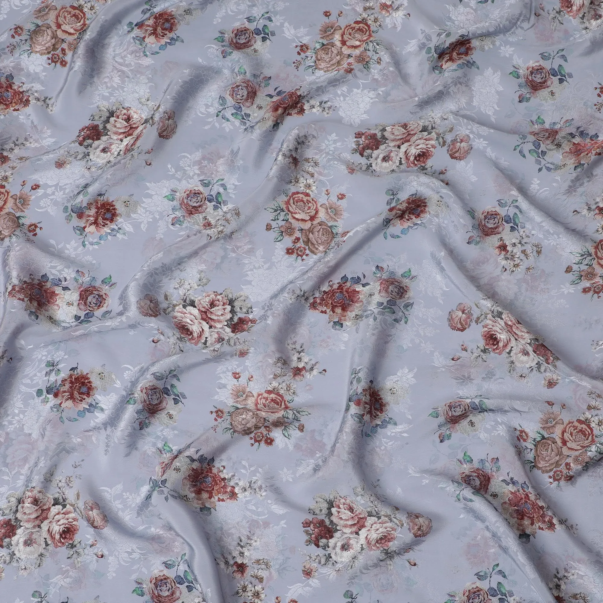 Vintage Floral Viscose Crepe Fabric, 110cm Wide â€“ Classic Victorian Elegance-D18398