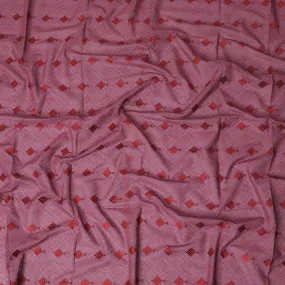 Vintage Mauve Cotton Voile with Red Geometric Embroidery for Sudanese Thobe - 140cm x 4.5 Mtrs piece-D18594