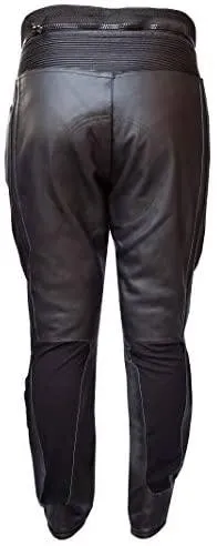 Warrior Gears® Mens All Black Racing Motorcycle Motorbike Cowhide Leather CE Protection Trousers