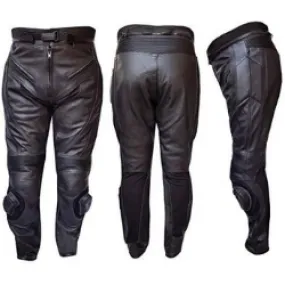 Warrior Gears® Mens All Black Racing Motorcycle Motorbike Cowhide Leather CE Protection Trousers