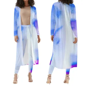 Water Color Women's Long Sleeve Cardigan and Leggings Set