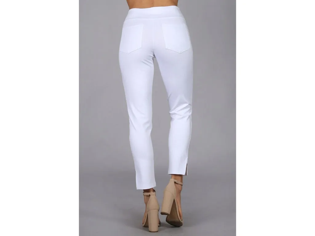 White Cropped Capri Stretch Control Waist Ponte Casual Pull On Pants Women's