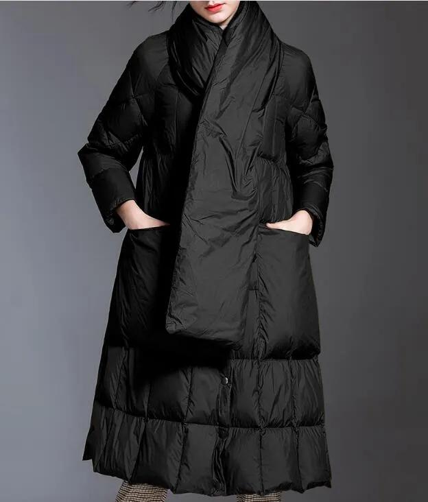 Women Down Puffer Coat Winter Loose Duck Down Jackets Long Warm Down Coat Any Size