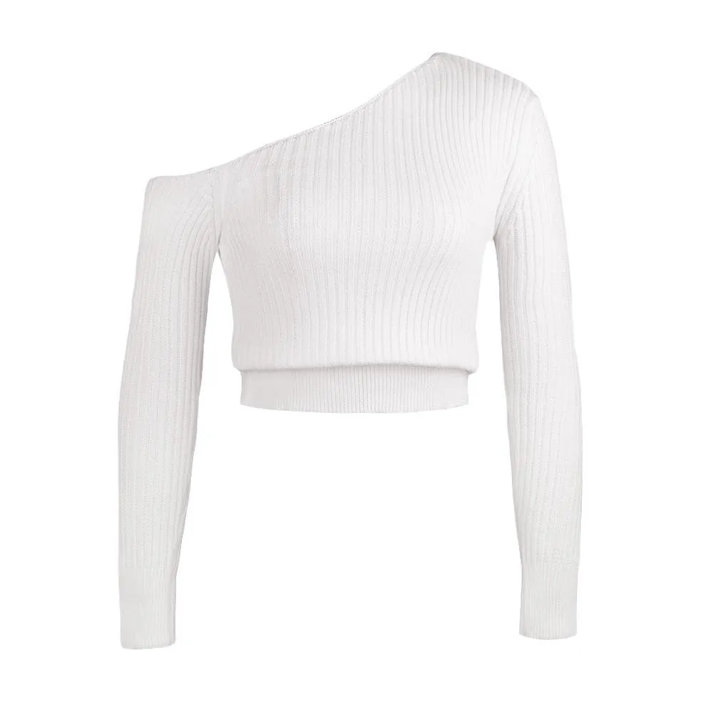 Women One Shoulder Sexy Knitting Sweaters