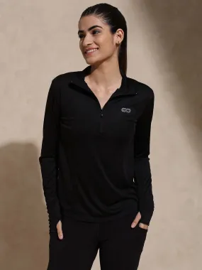 Women's Ath Runner Zip Neck Black