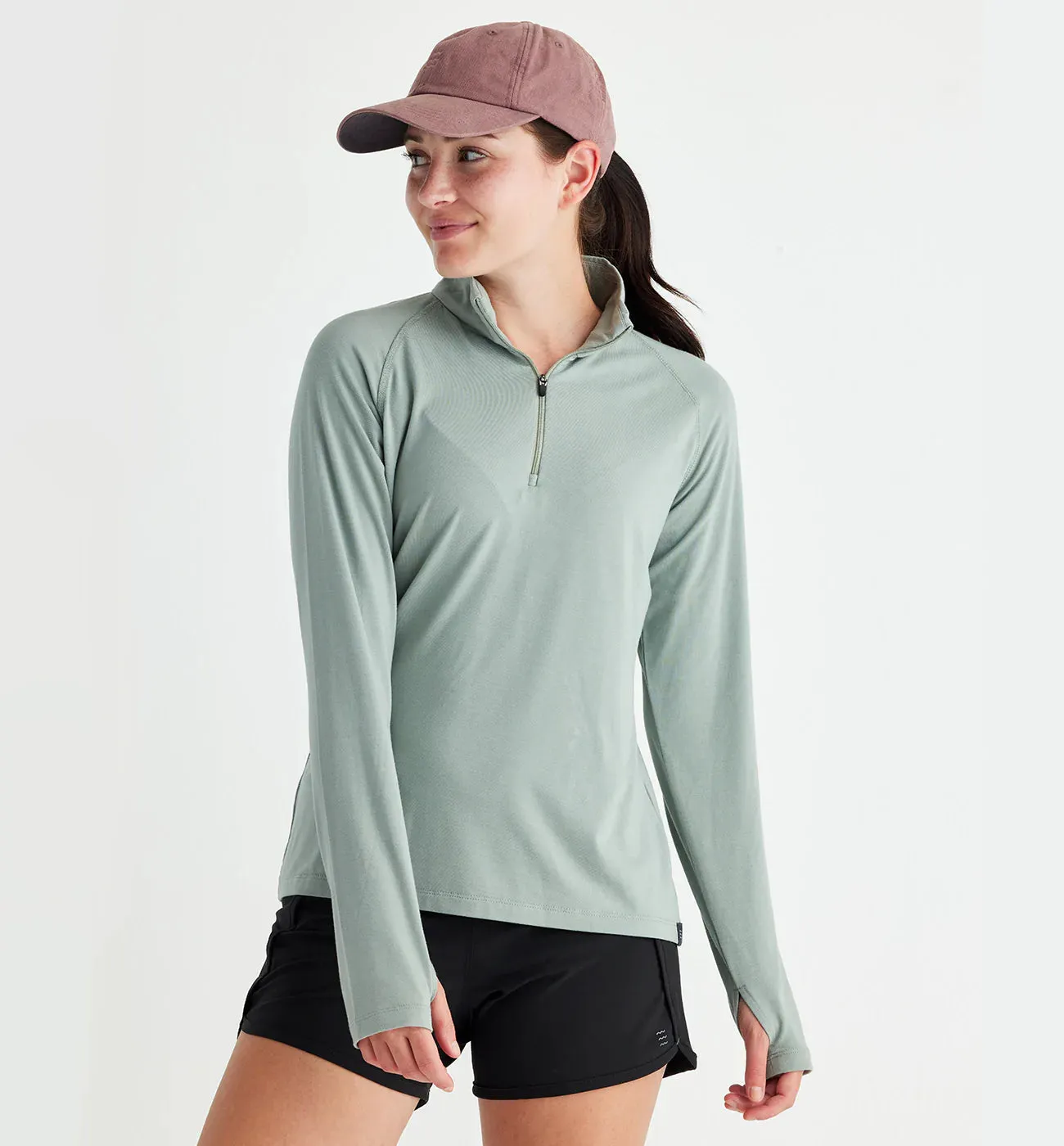 Women's Bamboo Flex Quarter Zip - Dark Sage