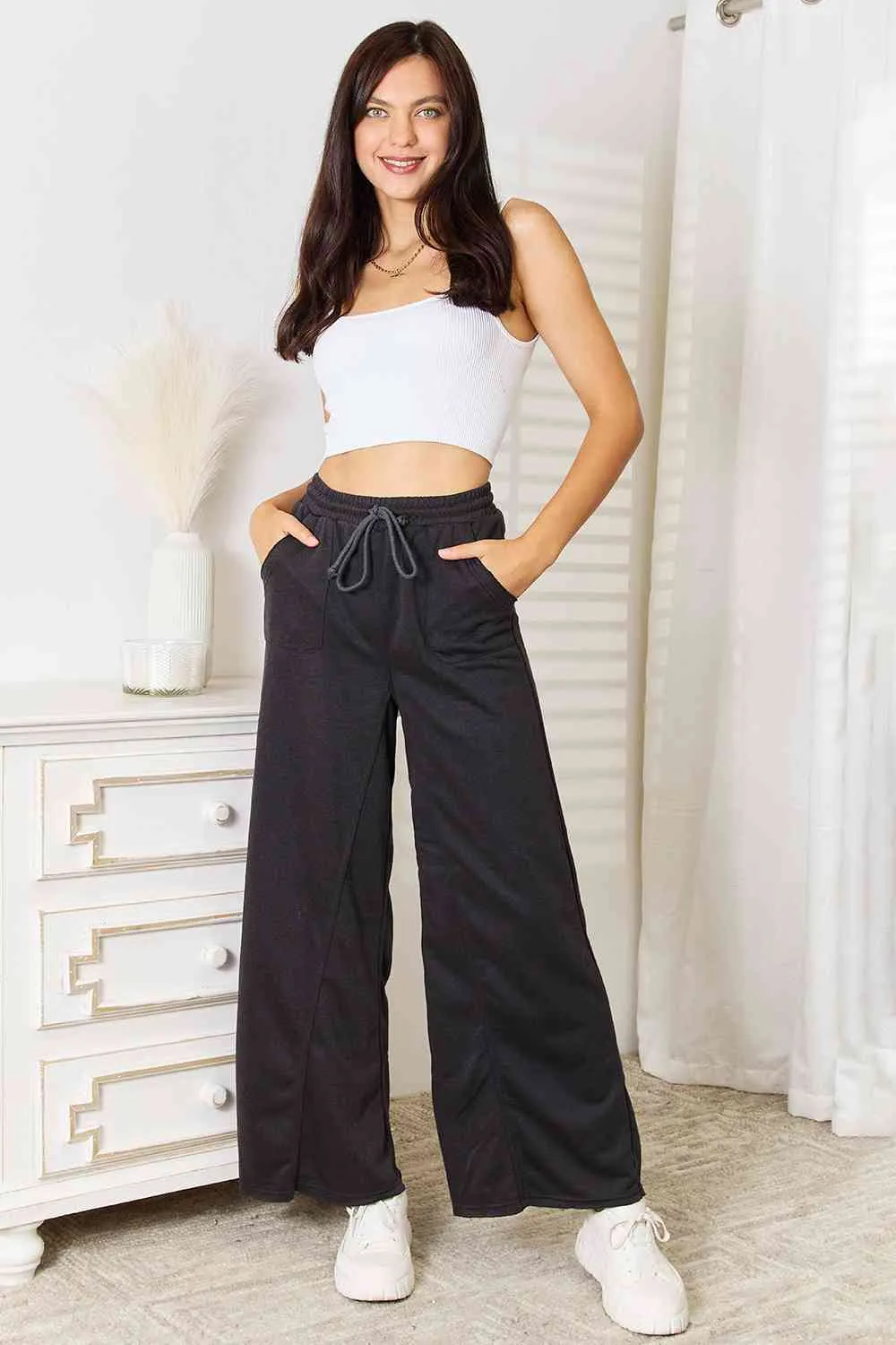 Women's Basic Bae Wide Leg Pocketed Pants