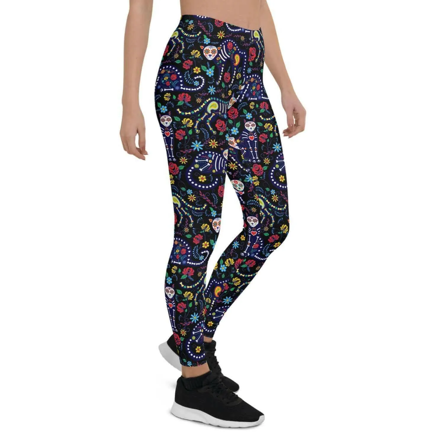 Womens Sugar Skull Cat Leggings