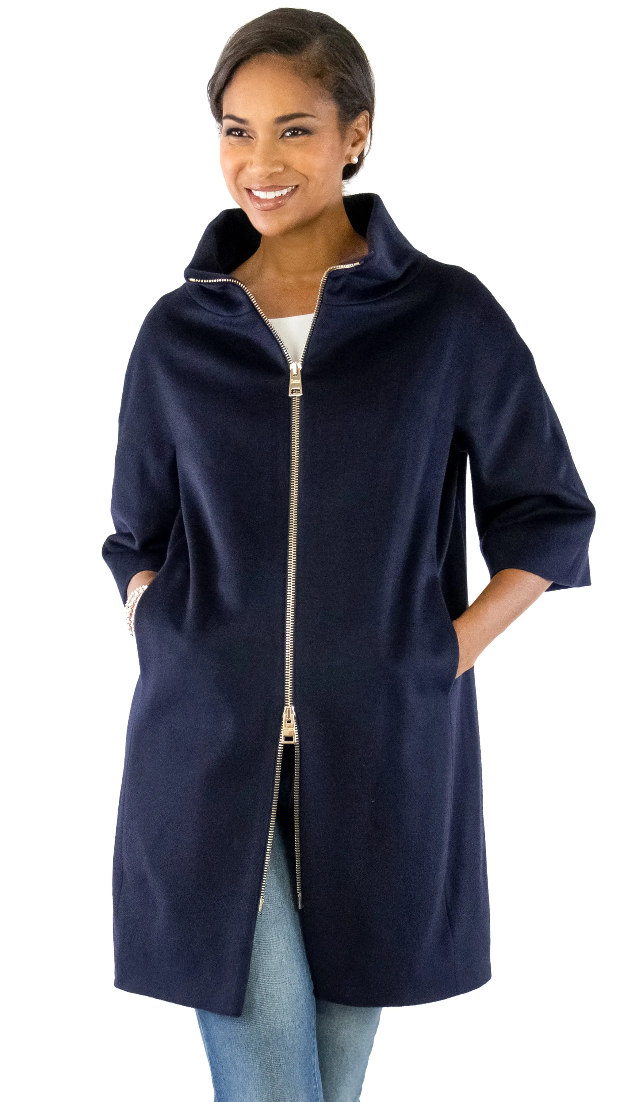 Wool / Puffer Combo Coat - Blue Navy