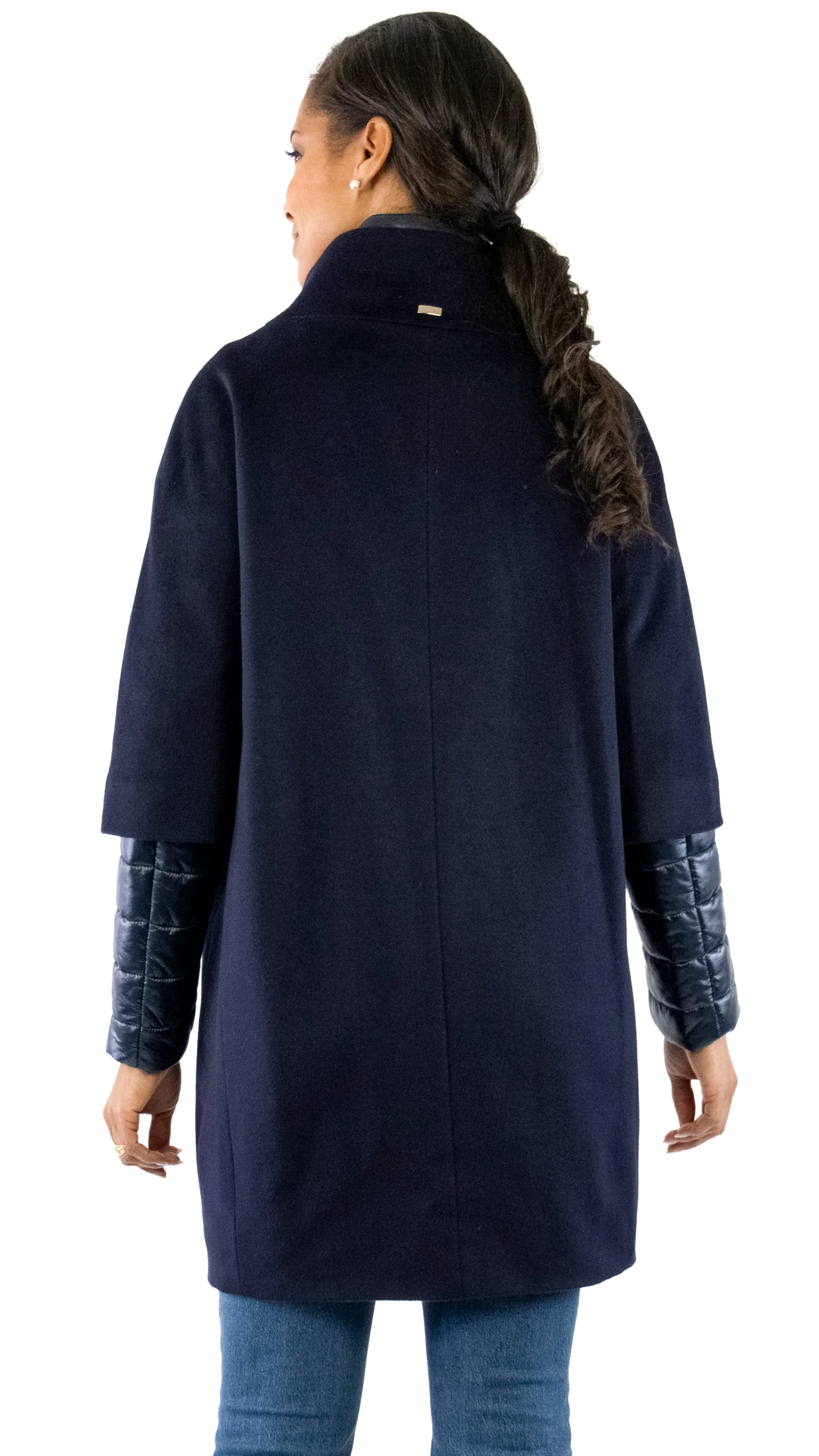 Wool / Puffer Combo Coat - Blue Navy